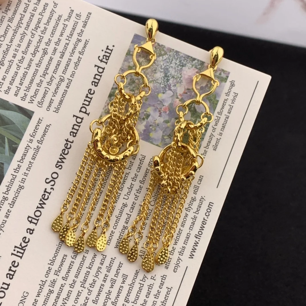 

Simple daily exquisite series Metal retro niche retro tassel earrings