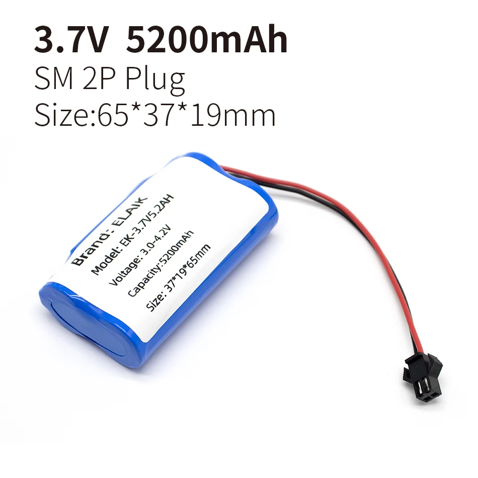 Akumulator litowo-jonowy 3 7 V 5200 mAh 18650 z wbudowaną płytką zabezpieczającą akumulator zabezpieczeniem PCB XH2.54 JST SM 2P Wtyczka