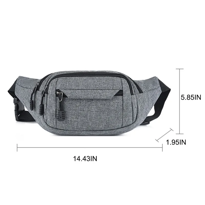 Fashion Waist Bag Waterproof Outdoor Sports Bag Canvas Pouch Travel Phone Bag Crossbody Bag Breast Package Casual Purse Wallet