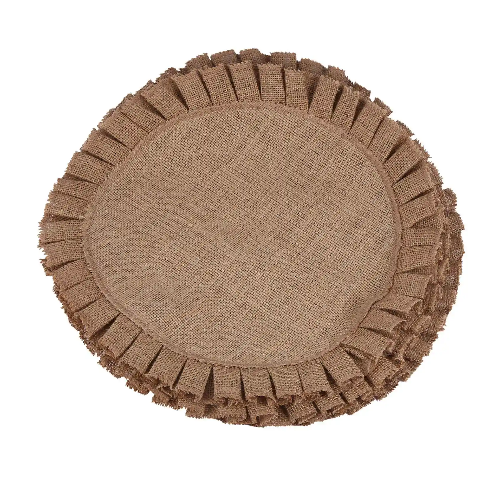 

Rustic Farmhouse Burlap Round Placemats 4, Size in 15 Inches Diameter