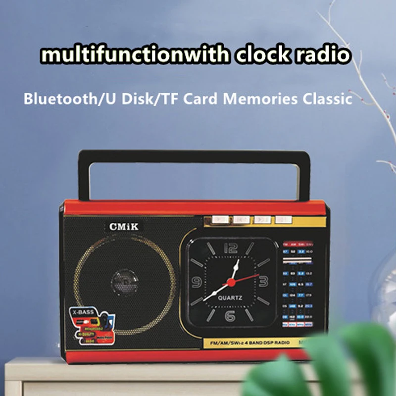 Фото Cmik Mk-928retro Будильник Радио Bluetooth динамик поддерживает AUX USB/TF карта светодиодное освещение Am/fm/sw трехдиапазонное домашнее портативное радио №2