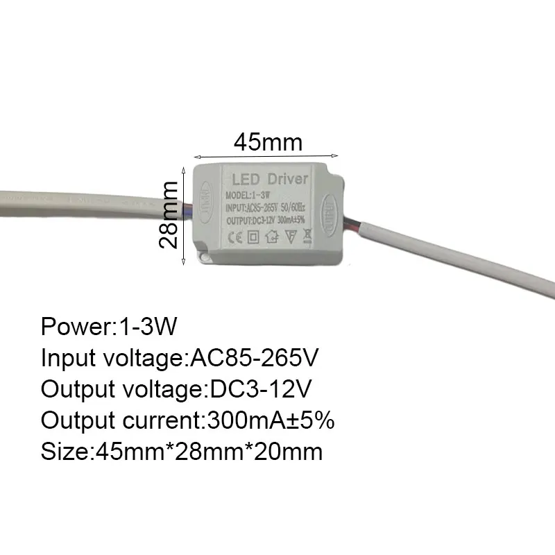 Фото AC85-265V Драйвер постоянного тока 1 Вт 3 Вт 4 Вт 7 Вт 8 Вт 12 Вт 18 Вт 19 Вт 24 Вт 36 Вт Светодиодный драйвер 300 мА Модуль питания светодиодного трансформатора ﻿ №2