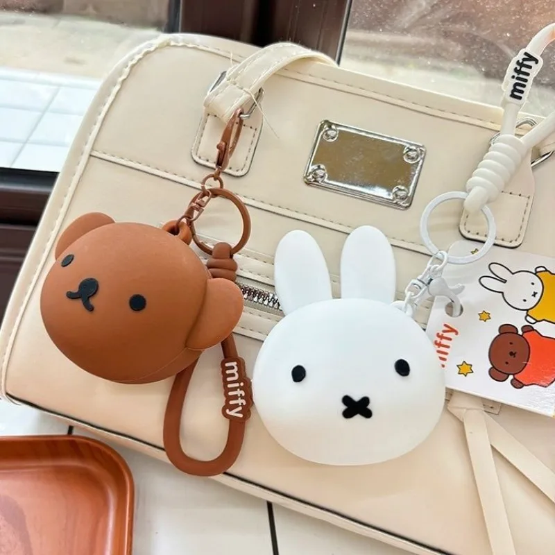 Фото Miffy Kawaii аниме натуральный кролик силиконовый мультфильм милые мини-наушники пара кулон ключ наушники сумка для хранения монет Рождество №4