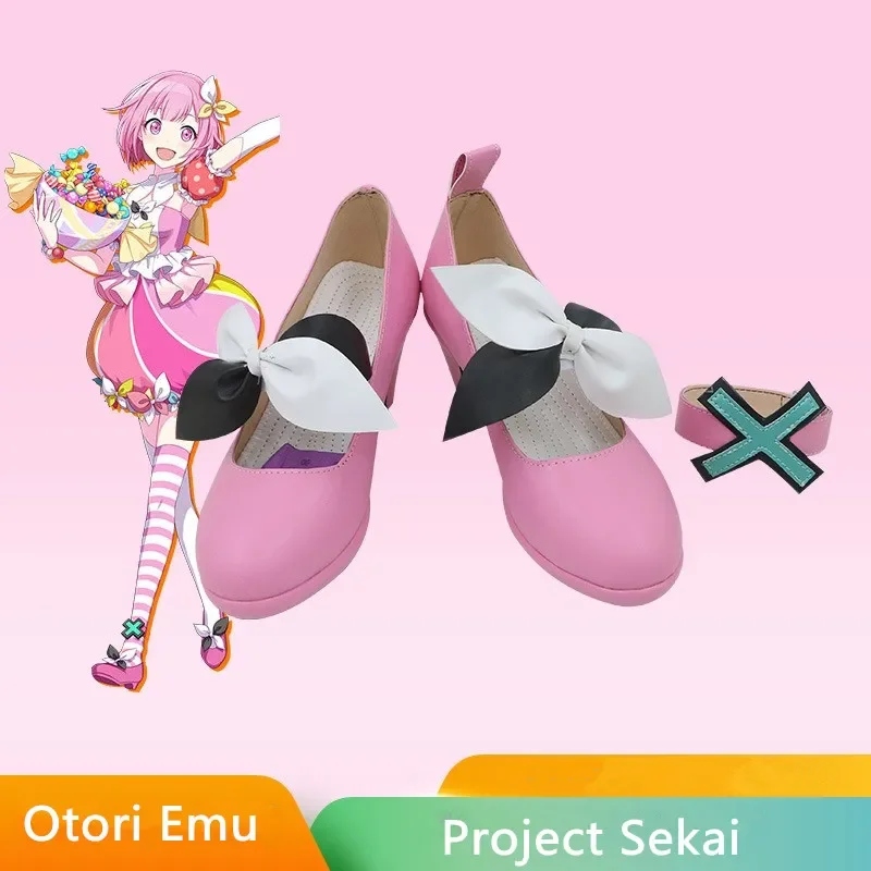 Project Sekai красочные сценические туфли Miku Otori EMU для косплея розовые милые ручной