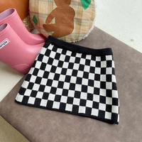 2022 autumn new girl infant knitted plaid princess skirt children fashion checkerboard skirt baby cotton all match skirt outfits