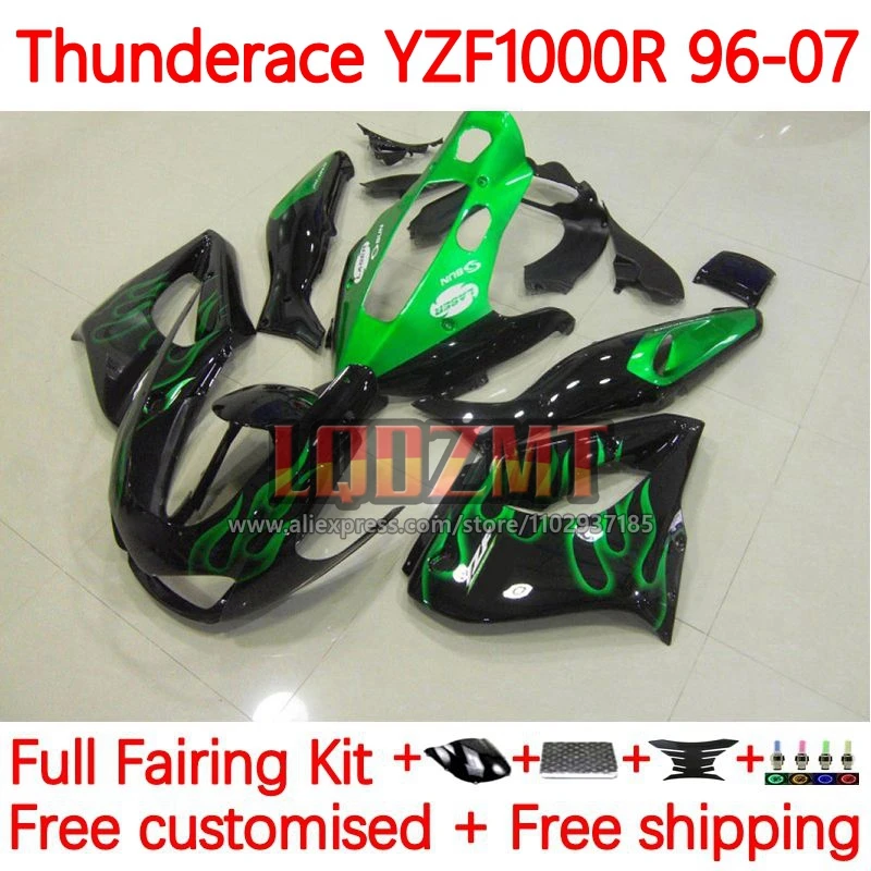 

Green flames Fairings For YAMAHA Thunderace YZF1000R YZF 1000R YZF-1000R 96 97 98 99 00 01 2002 2003 2004 2005 2006 2007 8No.3