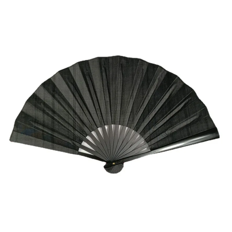 10inch Chinese Style Vintage Folding Fans Black White Red Yellow Green Silk Cloth Dance Hand Fan Wedding Party Festival Gift images - 6