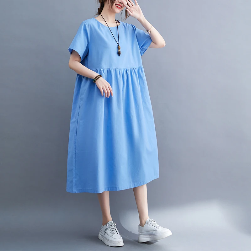 

2022 New Arrival Korea Style Thin Soft Loose Cozy Sweet Girl's Chic Summer Dress Women Casual Dress Office Lady Work Dress