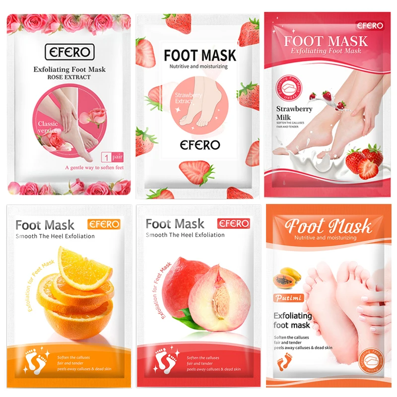

6packs Whitening Feet Mask Pedicure Socks Exfoliating Foot Masks Peel Off Mask Dead Skin Remove Foot Peeling Mask for Legs
