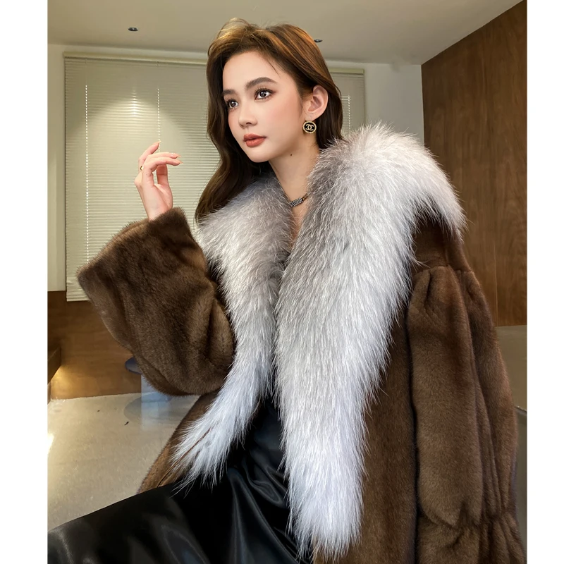 

Fangtai 2023 New Winter Warm Luxury Fashion Fur Coat Women Natural Real Mink Fur Coat Jacket For Fox Outwear FemaleVest Coats