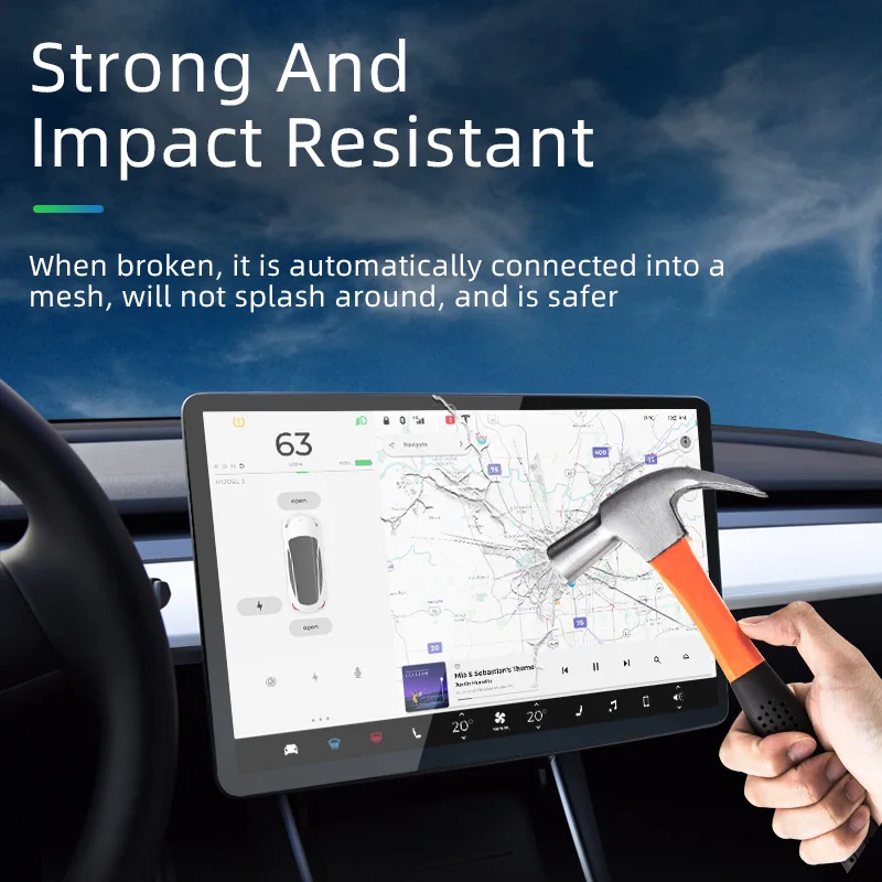 

Tempered Glass Film For Tesla Model 3 2019-2021/model Y Central Control Screen Protector Car Interior Accessories