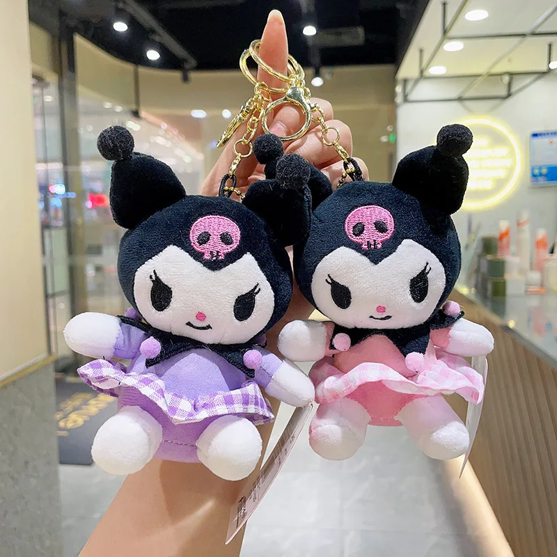

New Sanrio Kuromi Doll Plush Pendant Grab Machine Doll My Melody Bag KeyRing Keychain Two-Dimensional Comics Lovely Gift Toy