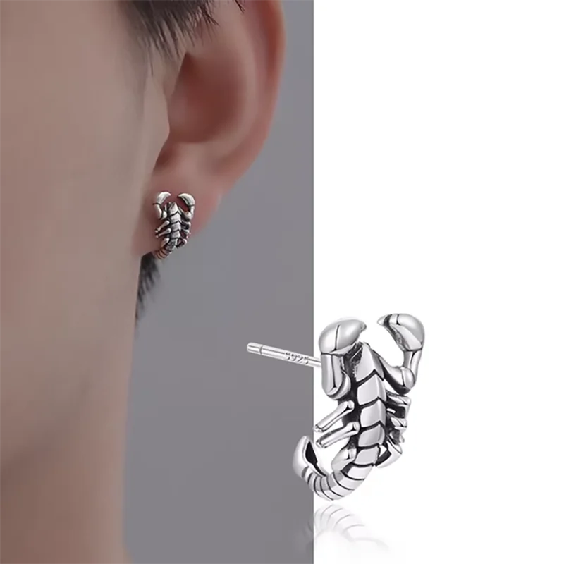 Серебряные серьги-гвоздики унисекс в стиле хип-хоп винтажные металлические