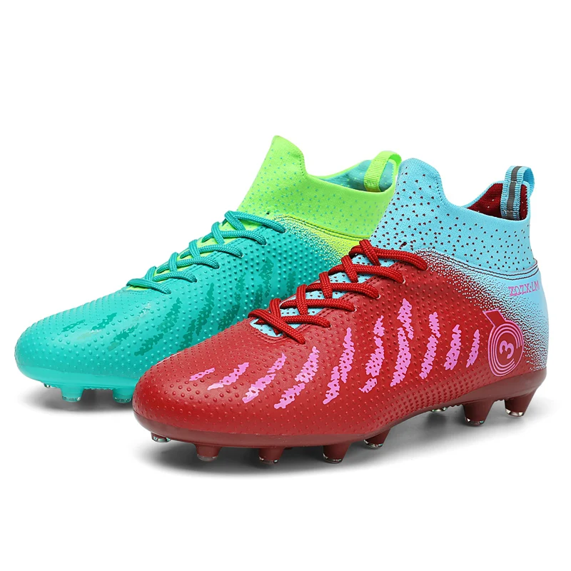 Men's New High Top Soccer Shoes TF/FG Durable Anti Slip Football Boots High Quality Children's Outdoor Grass Training Shoes