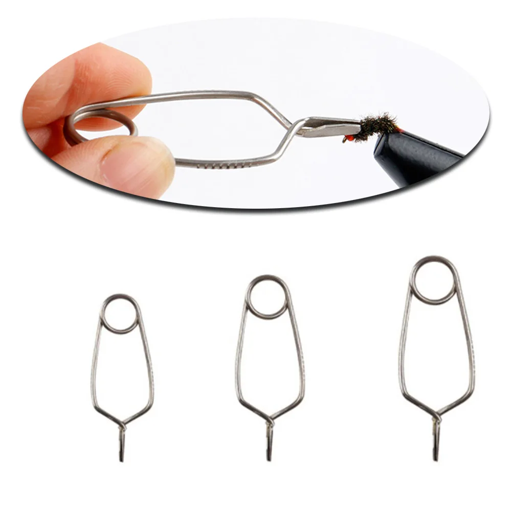 

Fly Tying Tool Stainless Steel Spring Hackle Plier Easy Grip Feather Clips S/M/L Rapping Hackle Tools For Nymph Fly Tying Tools