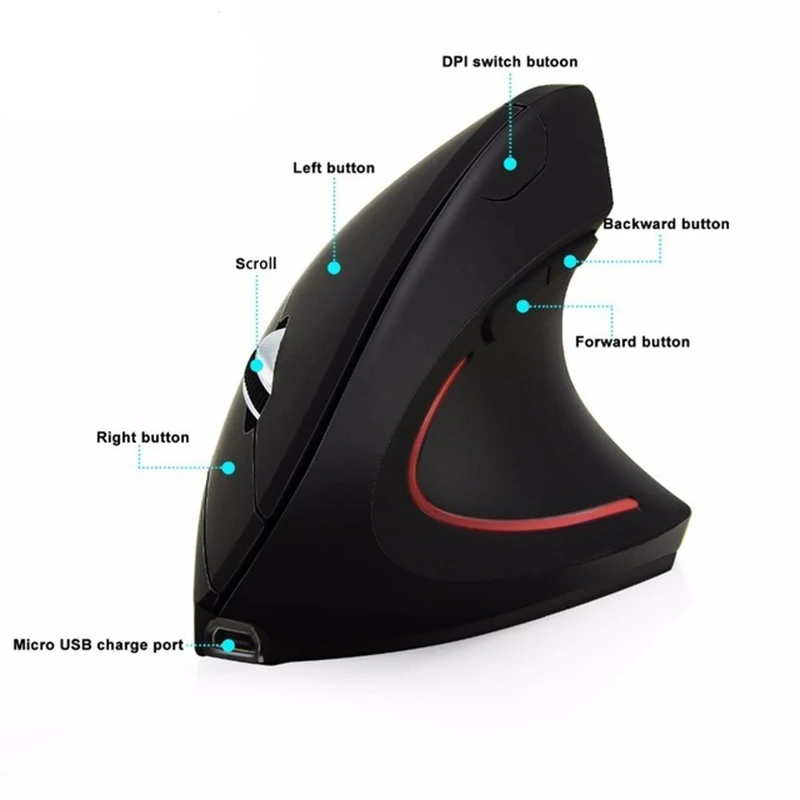 vertical wireless mouse rechargeable mouse ergonomic mouse gaming muse 2 4g optical mause for pc laptop notebook computer free global shipping
