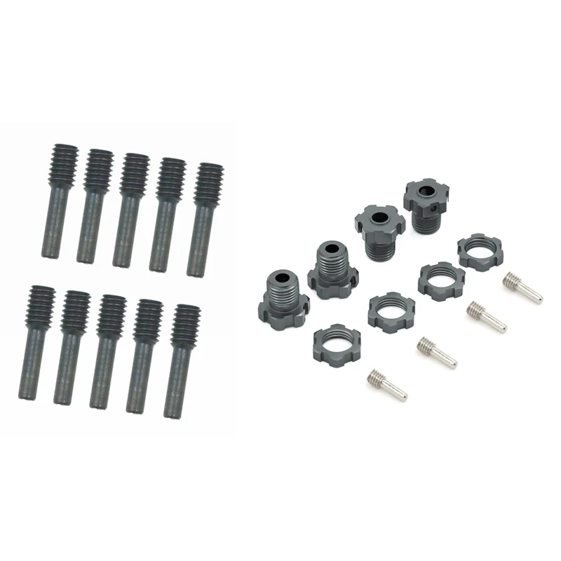 

10 Pcs Screw Pin & 4 Pcs 17Mm Hex Nuts Splined Wheel Hubs 5353X