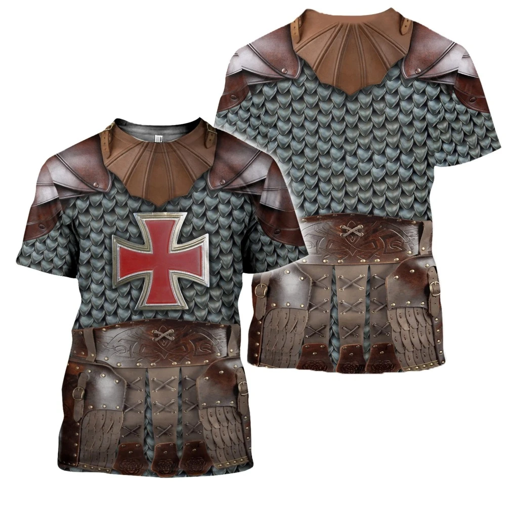 

Summer Men's Medieval Knight Armor 3D Printed T-Shirt Street Fashion Unisex Casual Round Neck Short Sleeve Oversized Shirt