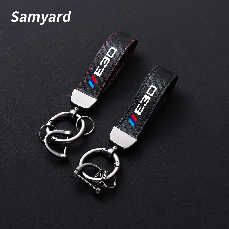 

Carbon Fiber Leather Car Keychain For Bmw E30 E36 E39 E46 E60 E70 E71 E83 E87 E90 E91 E92 Key Rings Car Accessories