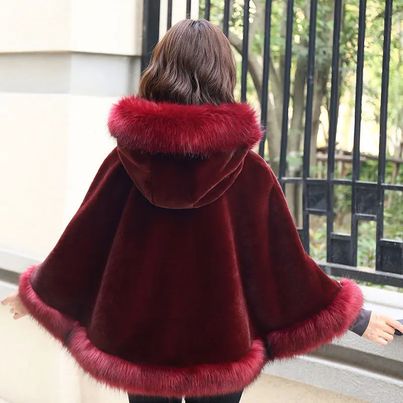 Fur Shawl Woman 2022 Winter Rabbit Fur Bride Faux Fox fur Mink fur Coat Korean Fashion Cloak for Luxury Lady Elegant