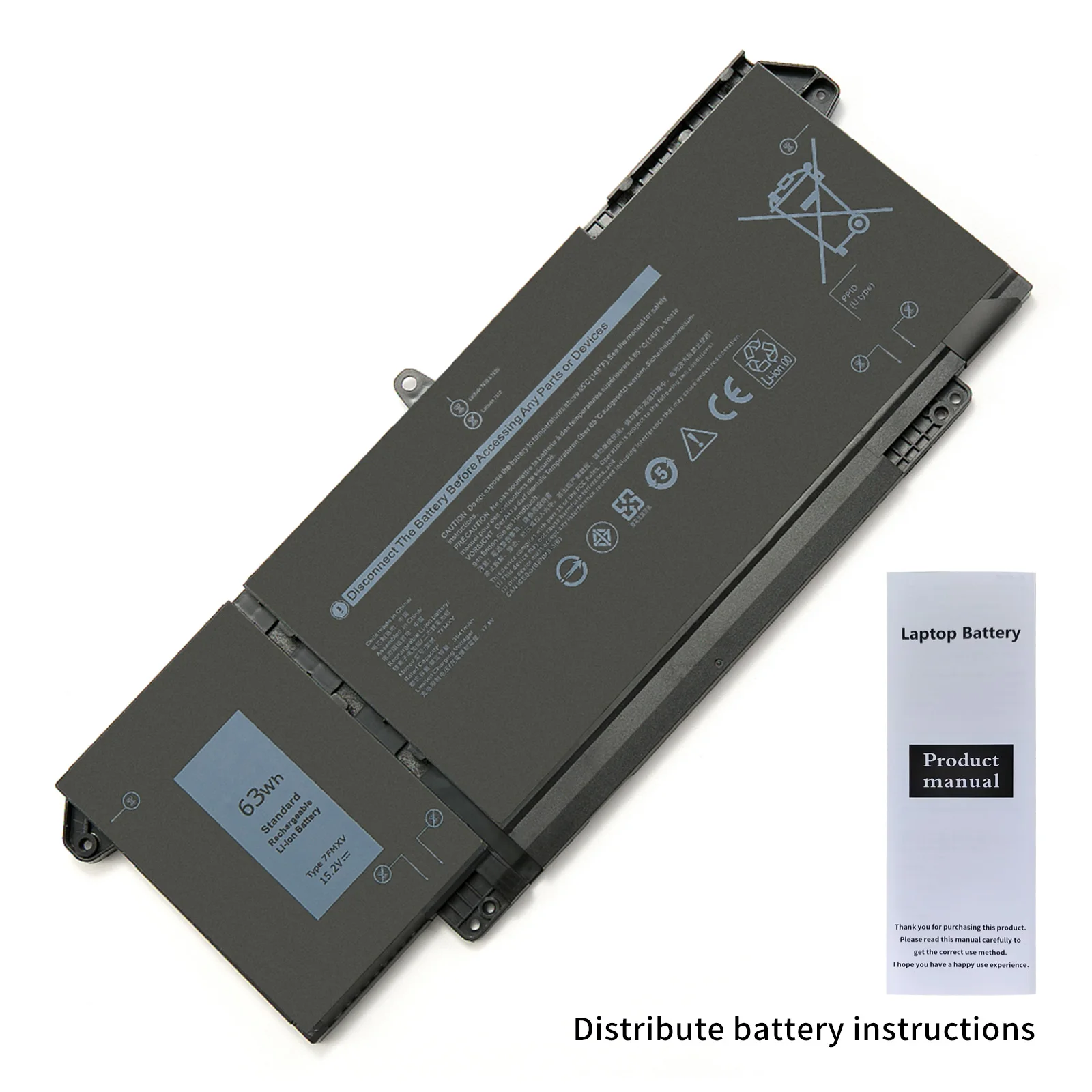 7FMXV 4-элементный аккумулятор для ноутбука 63 Втч Dell Latitude 5320 7320 7420 7520 2-в-1/7320 2-в-1/7420