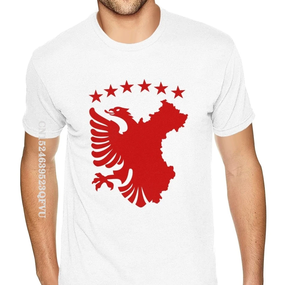 

Мужская хлопковая футболка на заказ, рубашка в готическом стиле с изображением албанского самостоятельного флага аутентичного орла, футболка в готическом стиле