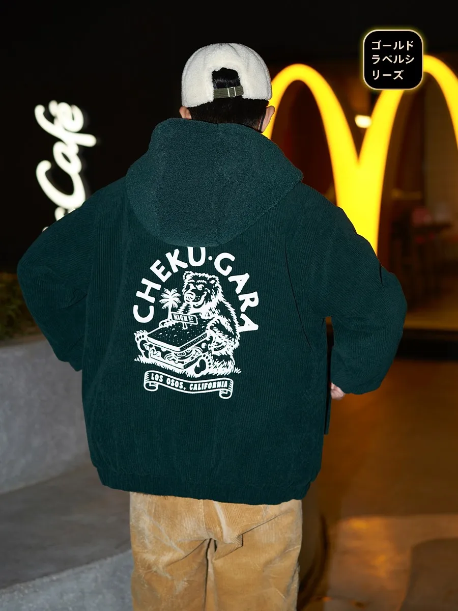 [В наличии] Cookawu Зимняя черновато-зеленая вельветовая лоскутная берберская