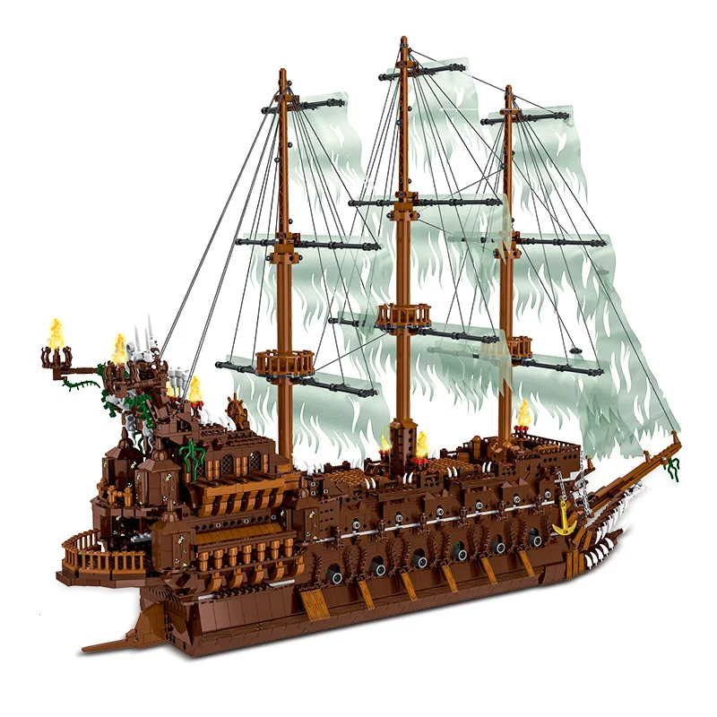 Совместим с Lego Ideas MOC: пиратский корабль MOC Летающий голландец большой парусный