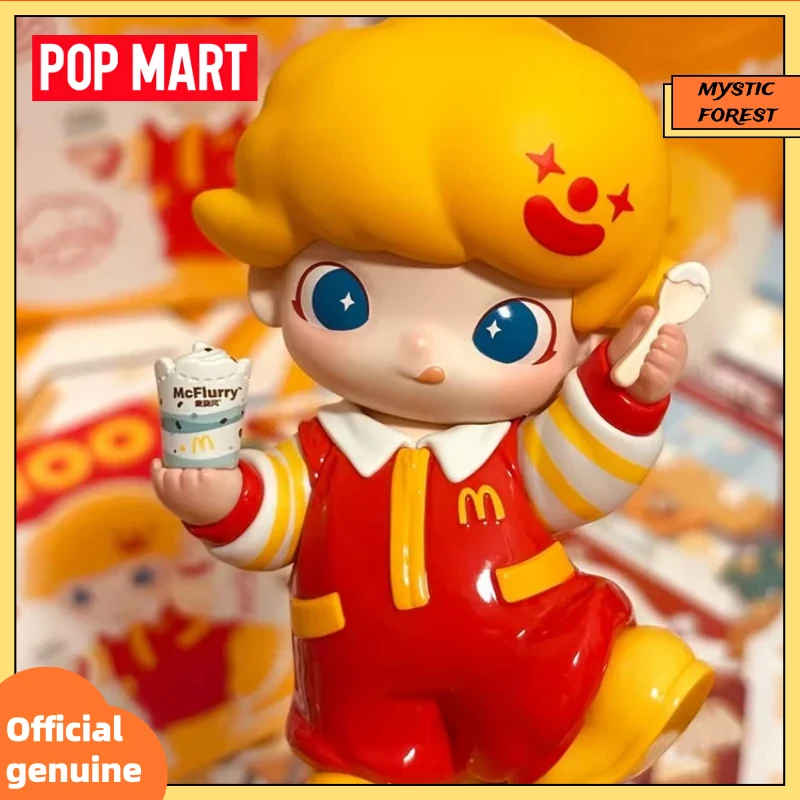 Фото Оригинальная коллекционная фигурка POP MART X McDonalds Dimoo McFlurry McCafe в тематике Cherry Blossom, декор для рабочего стола, слепая коробка №2