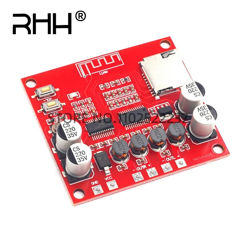 XH-A233 двухканальный 2*15W Bluetooth 4,2 плата цифрового усилителя мощности DC 12V-24V стерео TF карта Аудио Amp модуль
