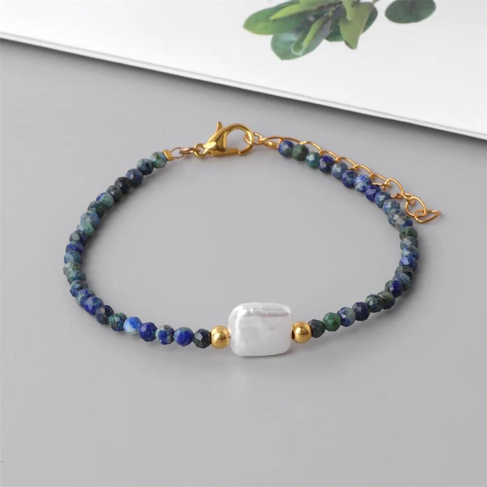 

Women Pearl Natural Stone Bracelet Small Beads Adjustable bracelet Lapis Lazuli Quartz Bracelets Women Beach Party Gift Jewelry