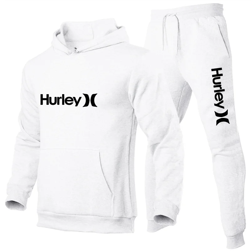 2023 Men's Hurley Hooded Tracksuits Autumn and Winter Man Pullover + Trousers Sets Clothing Male Sport Hoodies Suit S-4XL