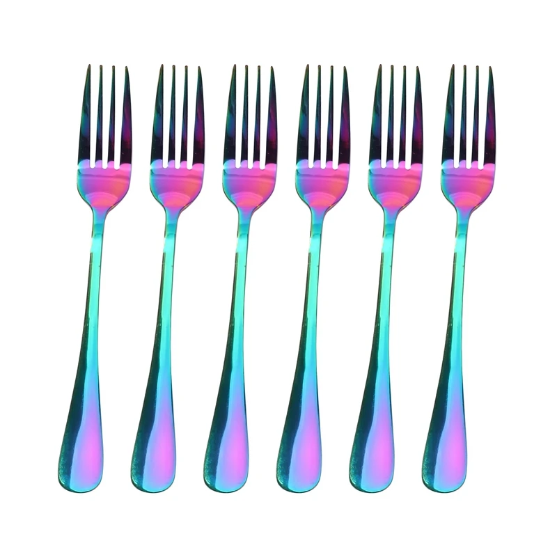 

Набор столовых вилок из нержавеющей стали, набор посуды из 12 предметов радужного цвета из нержавеющей стали, вилка (20 см/7,87 дюйма)