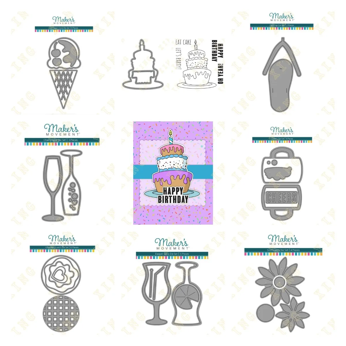 

Glass Flip Flop Sunflower Champagne Ice Cream New Metal Cutting Dies Clear Stamps Scrapbook Diary Decoration Embossing Template