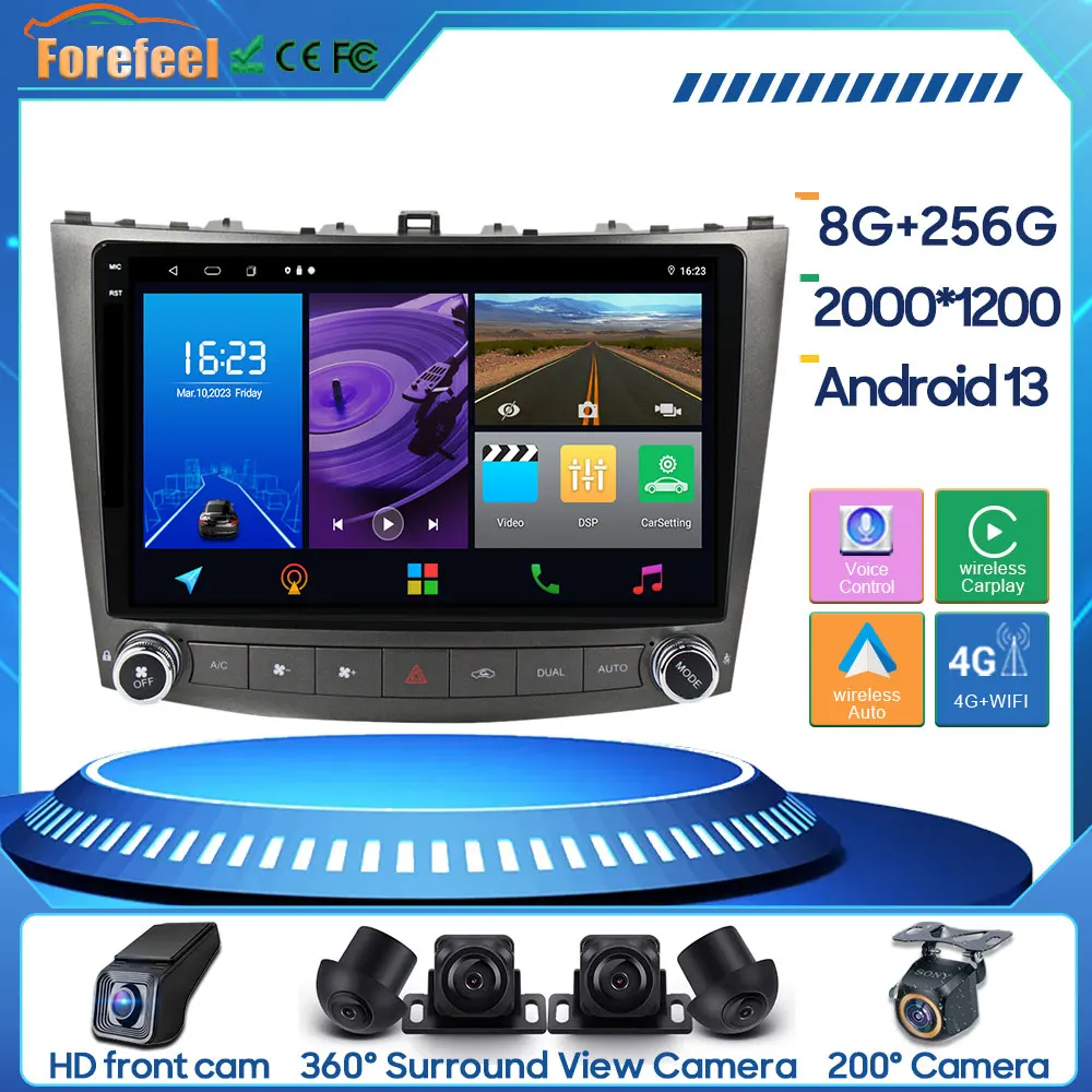 Android 13 для Lexus IS250 IS300 IS200 IS220 IS350 2005 2006 2007 2008 2009 - 2012 мультимедийный автомобильный GPS плеер навигация ЦП HDR