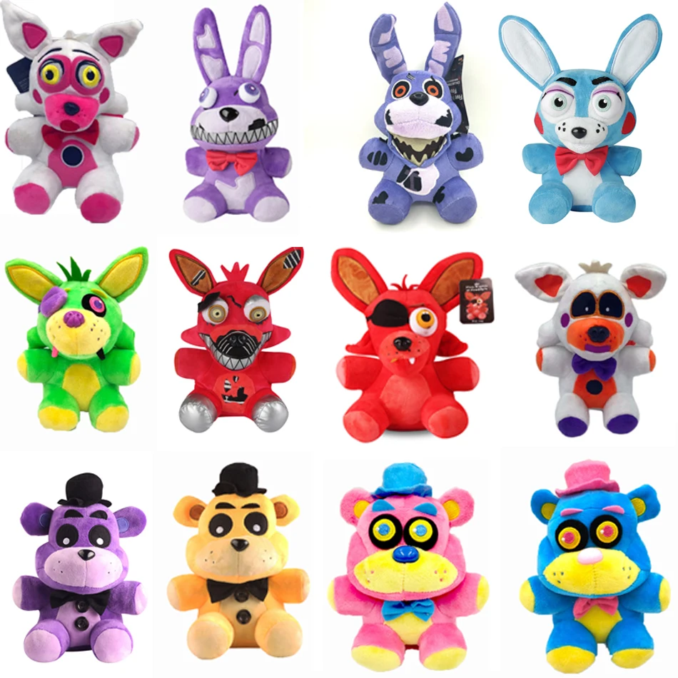 18m FNAF Plush Toy Freddy Bear Foxy Chica Clown Bonnie Animal Stuffed Plushie Dolls Kawaii Christmas Birthday Gifts for Children