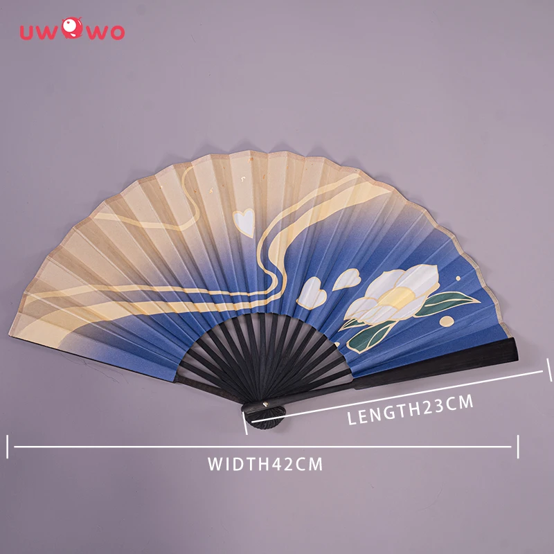 

UWOWO Game Anime Props Character Fan Kamisato Ayaka Decorating Fans Cosplay Prop Sided Sprinkling Folding Fan Drama Tool Cool