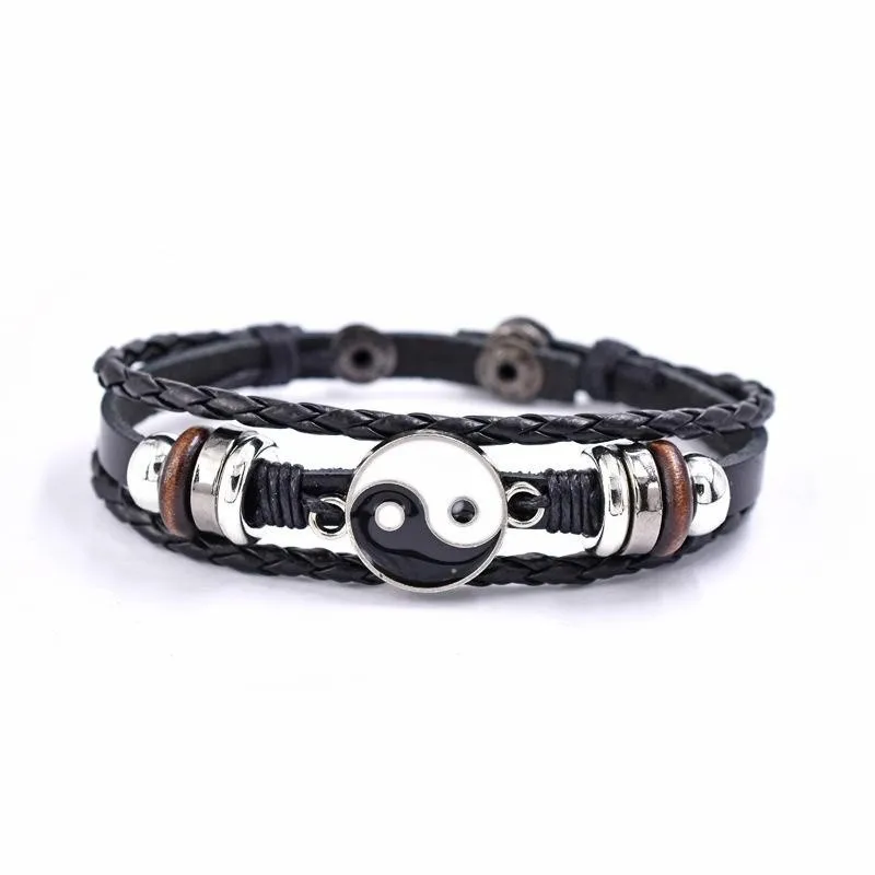 

Vintage Punk Leather Bracelet Men Hand Woven Leather Bracelet Jewelry
