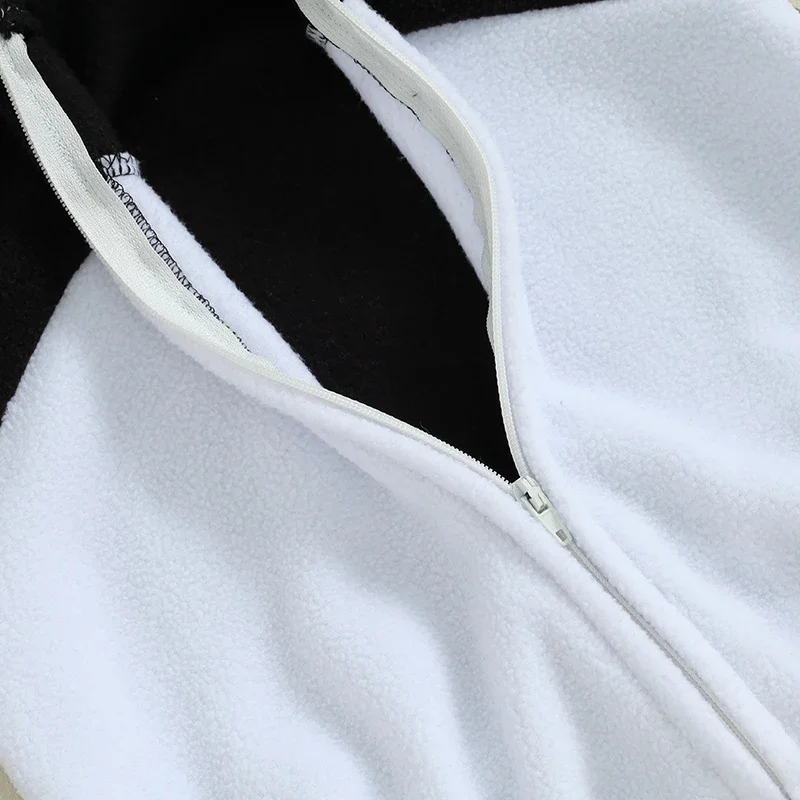 Детский костюм пингвина флисовый комбинезон без рукавов на молнии с капюшоном до