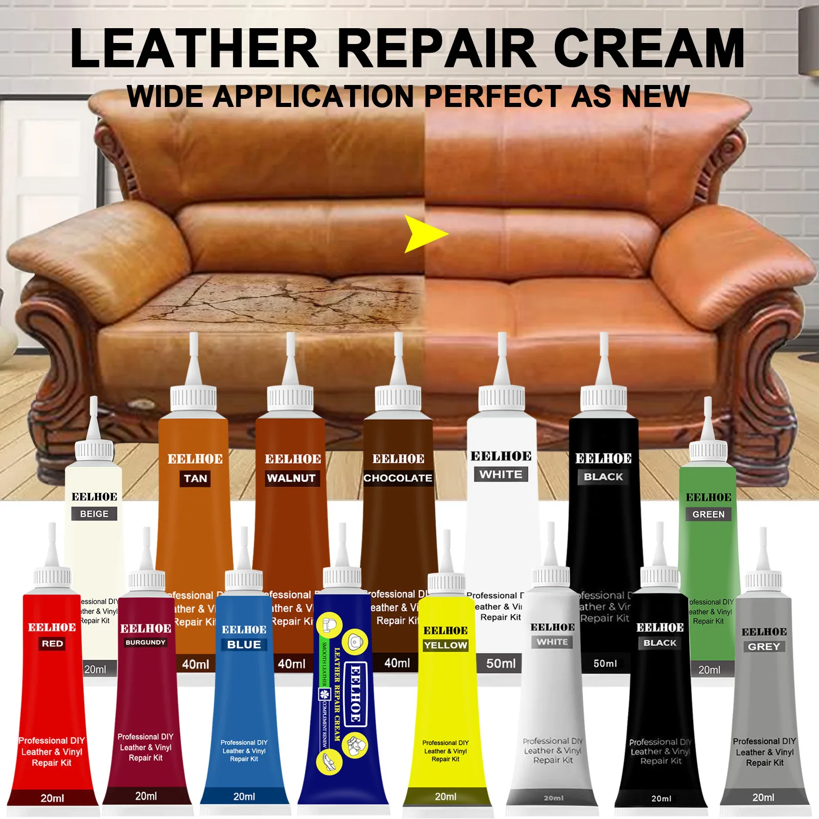 

20ml Advanced Leather Repair Gel Repairs Burns Holes Gouges for Leather Surface For Car Leather Car Maintenance Car Seat