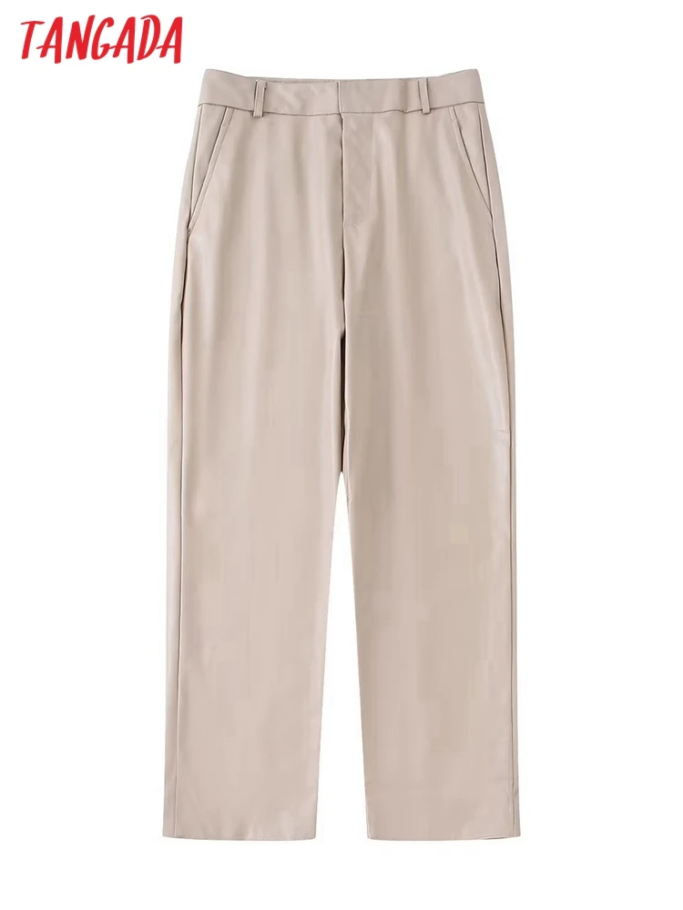 

Брюки Женские однотонные из экокожи на молнии с карманами, BE638