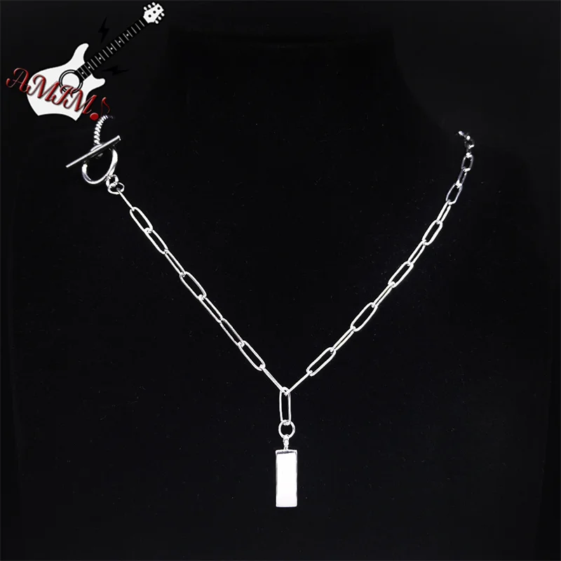 Купи Geometry Square Bar Choker Necklace Stainless Steel Hip Hop Party Chain Necklaces Jewelry cadena acero inoxidable NXH690S06 за 281 рублей в магазине AliExpress