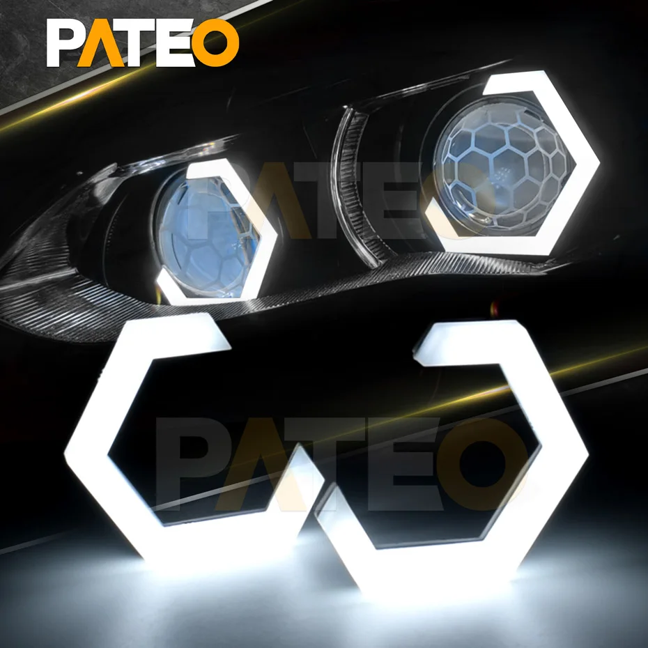 

Angel Eyes Hex Halo Rings Retrofit Hexagonal Running Lights LED For Headlight Projector White DRL Tuning Car Lights Accessories