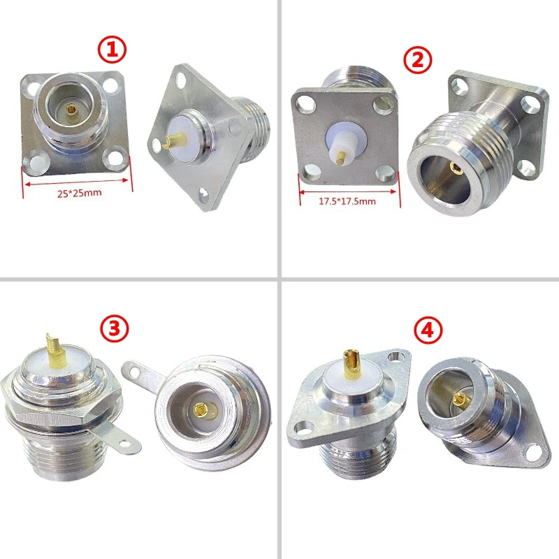 L16 N Type Female Jack 2Hole 4-holes Flange Rhombic Chassis Panel Mount Socket Connector N Female Fast Delivery Welding Terminal