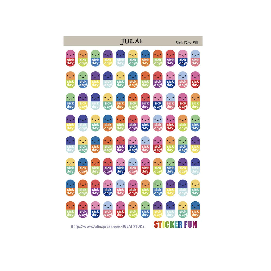 

88 Sick Day Pill Planner Stickers