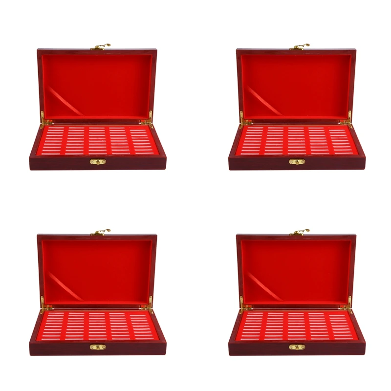 

200 Pcs Wood Coin Protection Display Box Storage Case Holder Round Box Commemorative Collection Box