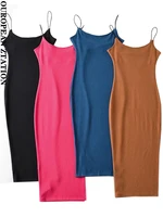 pailete women 2022 fashion with side slit slim midi dress vintage backless thin straps female dresses mujer