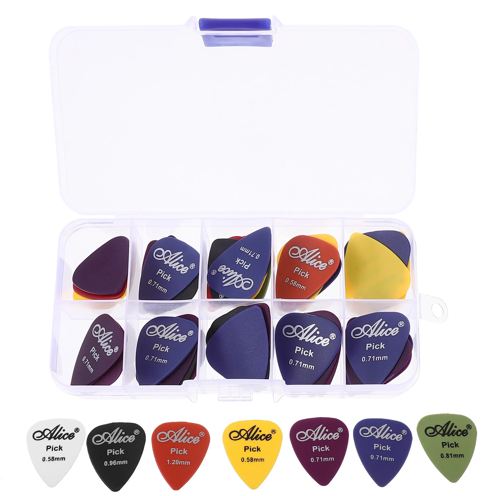 

50 Pcs Bass Guitar Accessories Various Bags Thick Picks Acoustic Ballad Ukulele Finger Abs Resin
