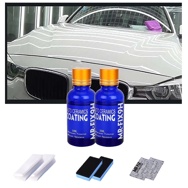 

2PCS 9H Car Liquid Ceramic Coat Super Hydrophobic Glass Coating Set Polysiloxane and Nano materials Car Polish Accessories