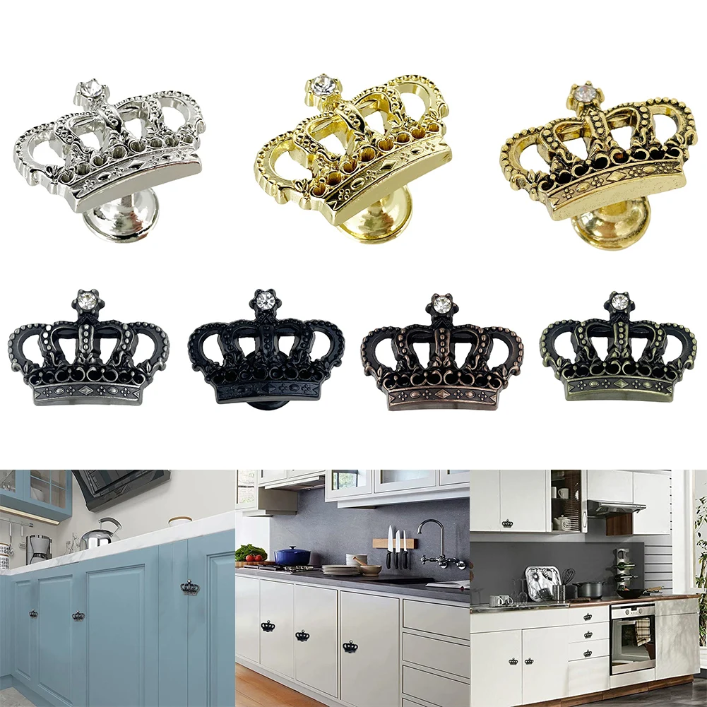 

Crown Door Handle Metal Furniture Handle Single Hole Drawer Knobs Vintage Drawer Cabinet Knob Pulls Home Decor